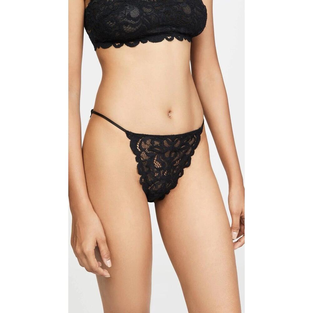 NWT FREE PEOPLE INTIMATELY FREE Reese High Waisted Tanga Panty Black Sz S